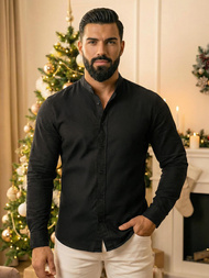 Herren Hemd Schwarz OZONEE O/V121Z