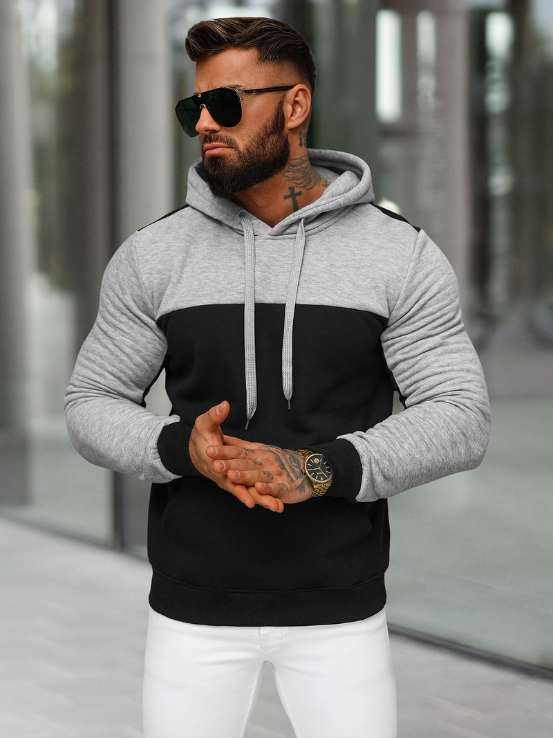 Herren Kapuzenpullover Schwarz OZONEE JS/8B1307/3