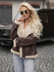 Damen Lederjacke Schokolade OZONEE JS/61M8501/158Z