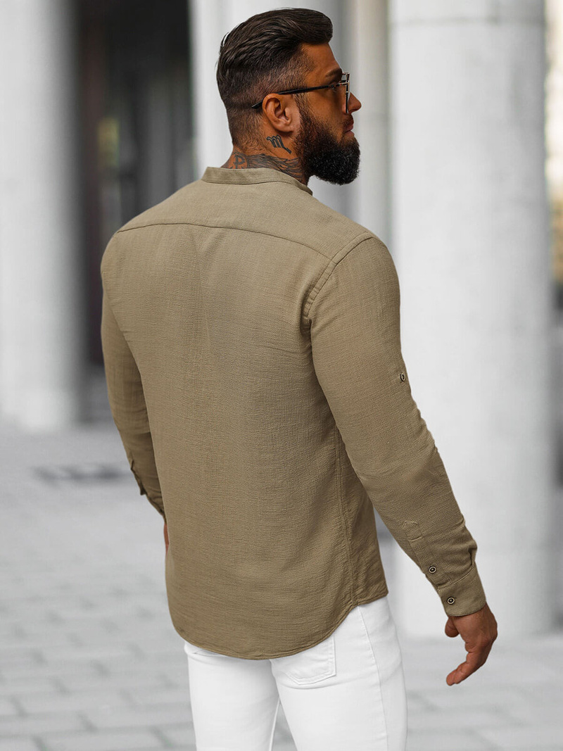 Herren Hemd Dunkelbeige OZONEE O/V112