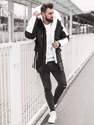 Herren Winterjacke Schwarz-Weiß OZONEE O/5832Z