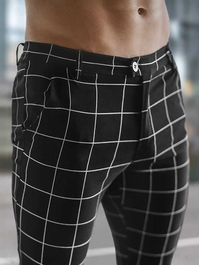 Herren Chino Hose Schwarz OZONEE O/P4009Z