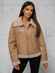 Damen Lederjacke Beige OZONEE JS/11Z8176Z