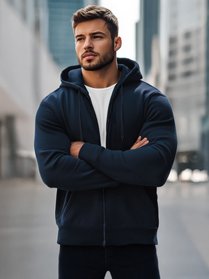 Herren Kapuzenpullover Marineblau OZONEE JS/2008Z