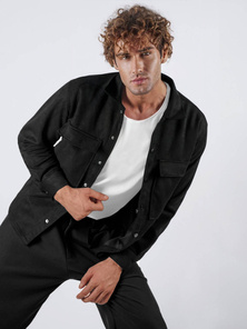 Herren Hemd Schwarz OZONEE O/GOM23039