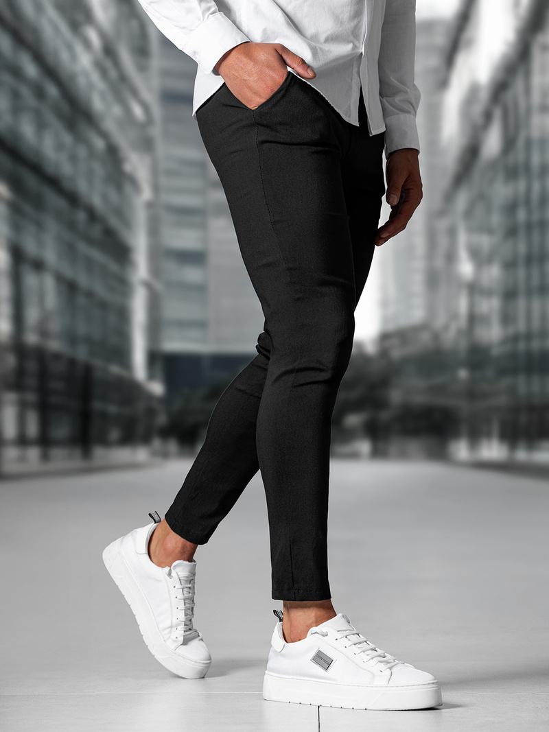 Herren Chino Hose Schwarz OZONEE O/P4049Z