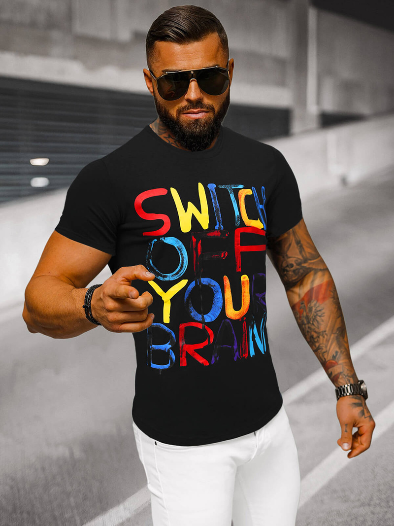 Herren T-shirt Schwarz OZONEE O/T125/3Z