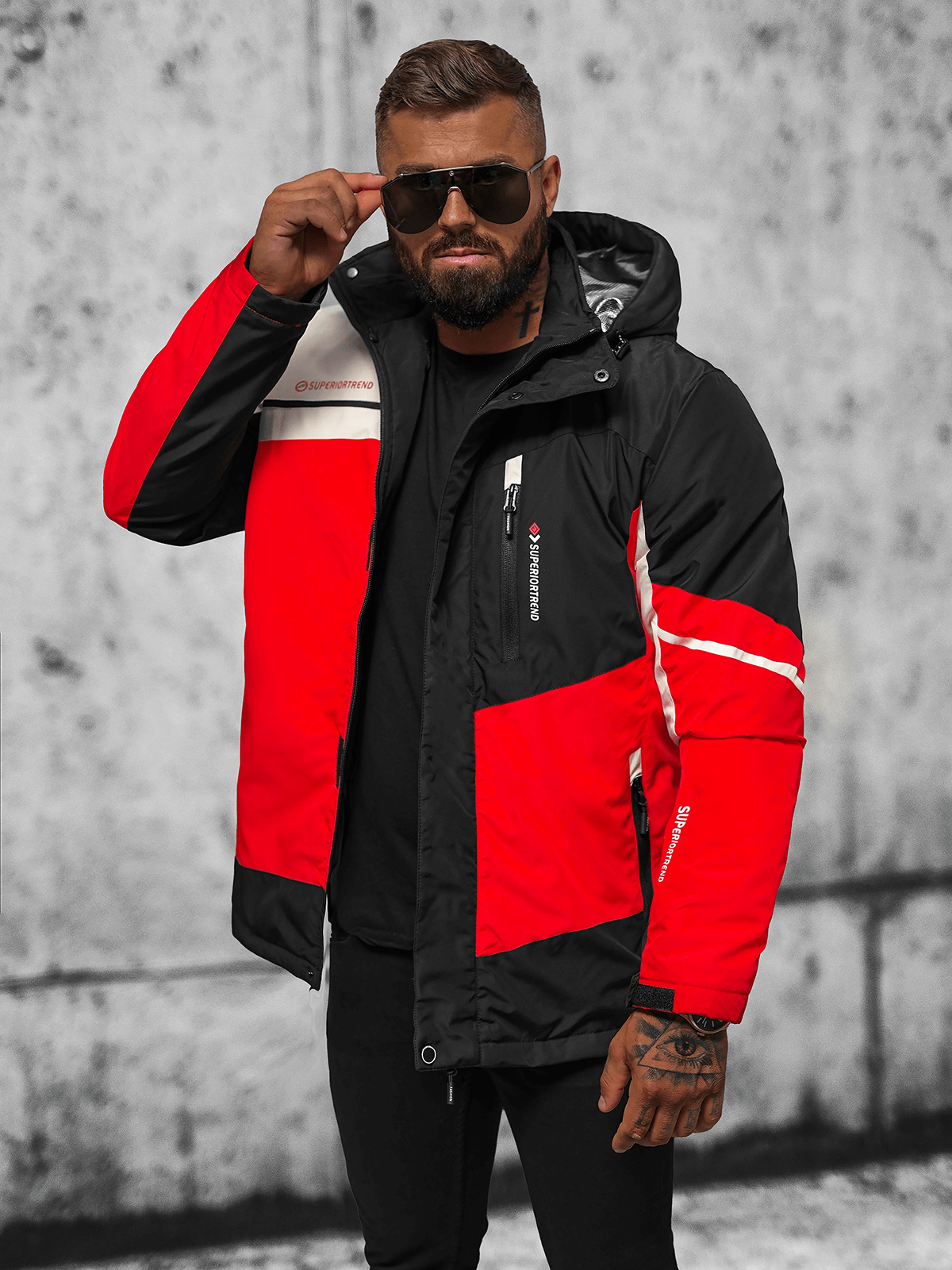 Herren Jacke Rot-Schwarz OZONEE JS/M35/275 OZONEE