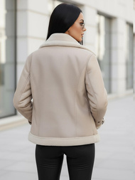 Damen Lederjacke Beige OZONEE JS/11Z8177Z