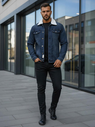 Herren Jeansjacke Sherpa Marineblau OZONEE NB/MJ517BSZ