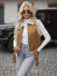 Damen Lederweste Camel OZONEE JS/11Z8238Z