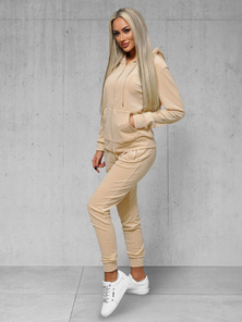 Damen Velours Sportanzug Hellbeige OZONEE JS/8C1176/159