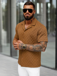 Herren Kurzarmhemd Braun OZONEE O/B2257