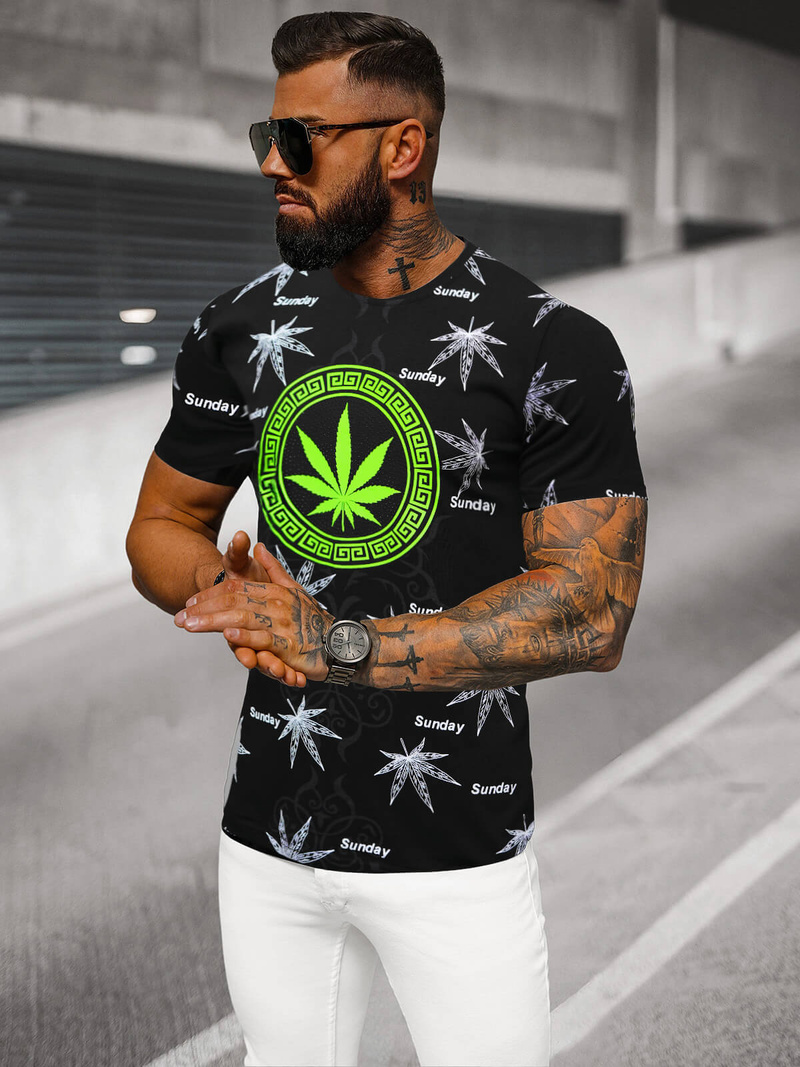 Herren T-shirt Schwarz OZONEE O/T139/3