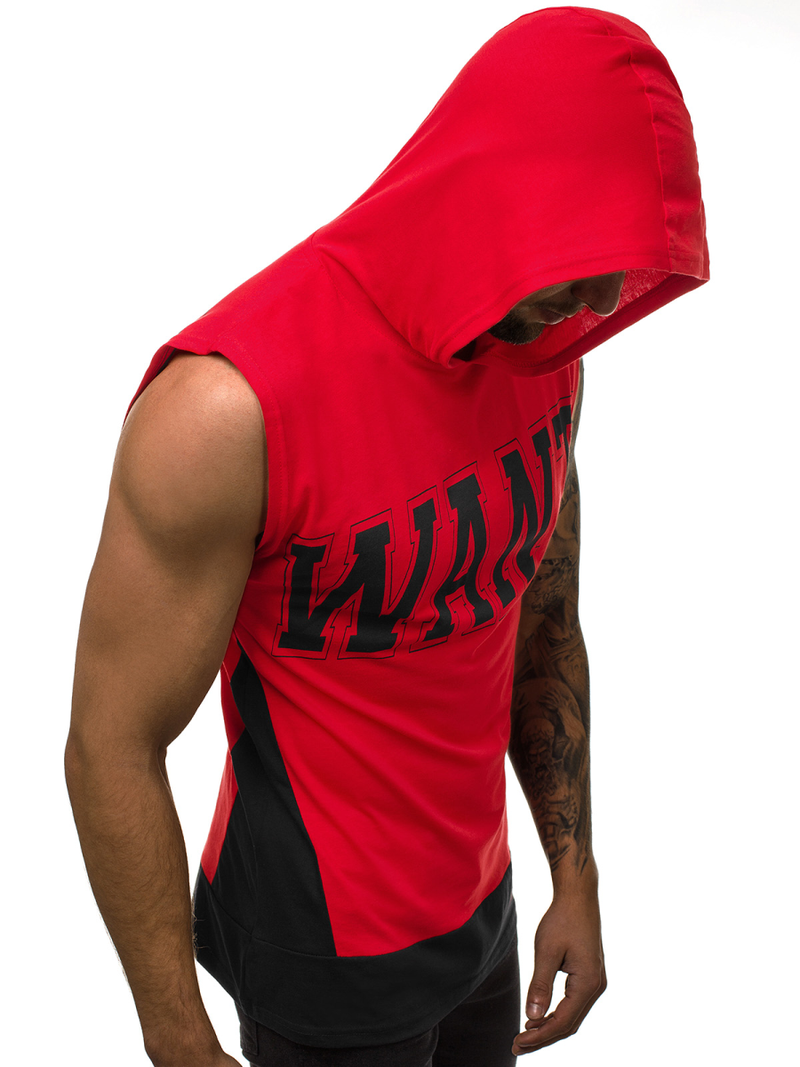 Herren Tank Top mit Kapuze Rot OZONEE B/60042Z