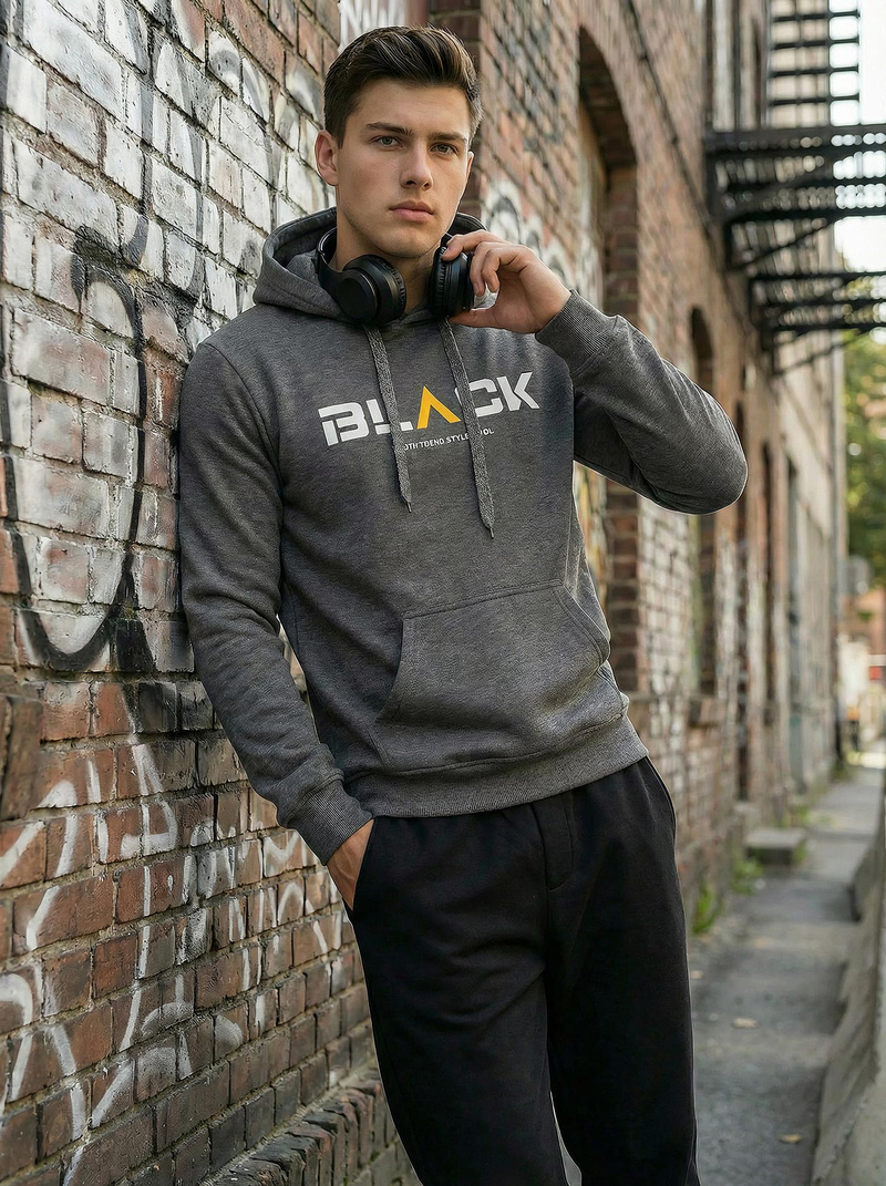 Herren Kapuzenpullover Dunkelgrau OZONEE JS/8B1756/5Z