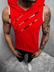Herren Tank Top mit Kapuze Rot OZONEE O/1254Z