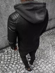 Herren Lederjacke Schwarz OZONEE JS/11Z8012