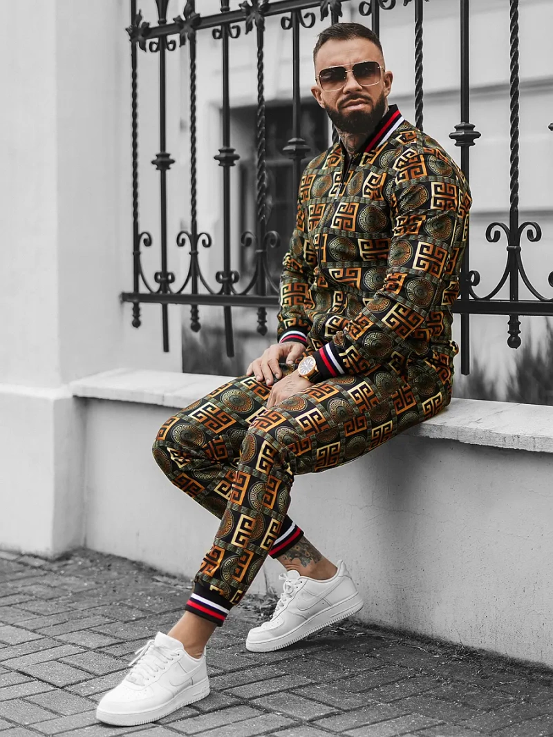 Herren Set - Jacke und Chinohose, Schwarz-Gold OZONEE O/5553/21Z