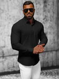 Herren Hemd Schwarz OZONEE O/V75