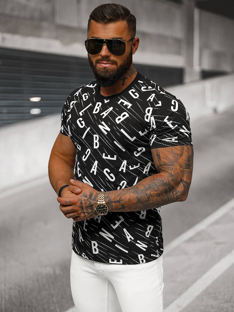 Herren T-shirt Schwarz OZONEE JS/8T1196/3