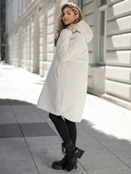 Lange Damen Winterjacke Ecru OZONEE JS/5M3352/280