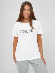 Damen T-shirt Weiß-Schwarz OZONEE JS/YJ77716