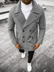 Herren Mantel Schwarz-Weiß OZONEE JS/JP1192