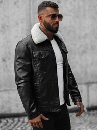 Herren Lederjacke Schwarz OZONEE O/8830/1