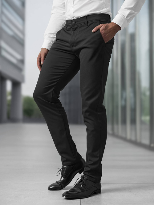 Herren Chino Hose Schwarz OZONEE V/6545