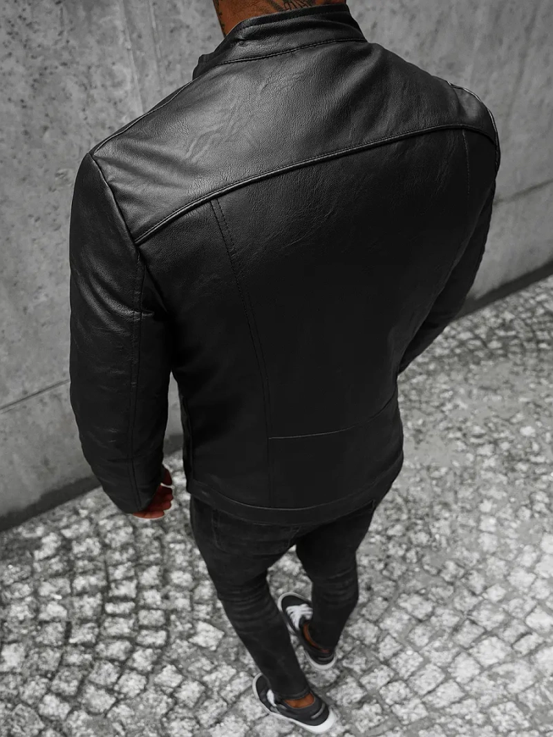 Herren Lederjacke Schwarz OZONEE JS/11Z8003