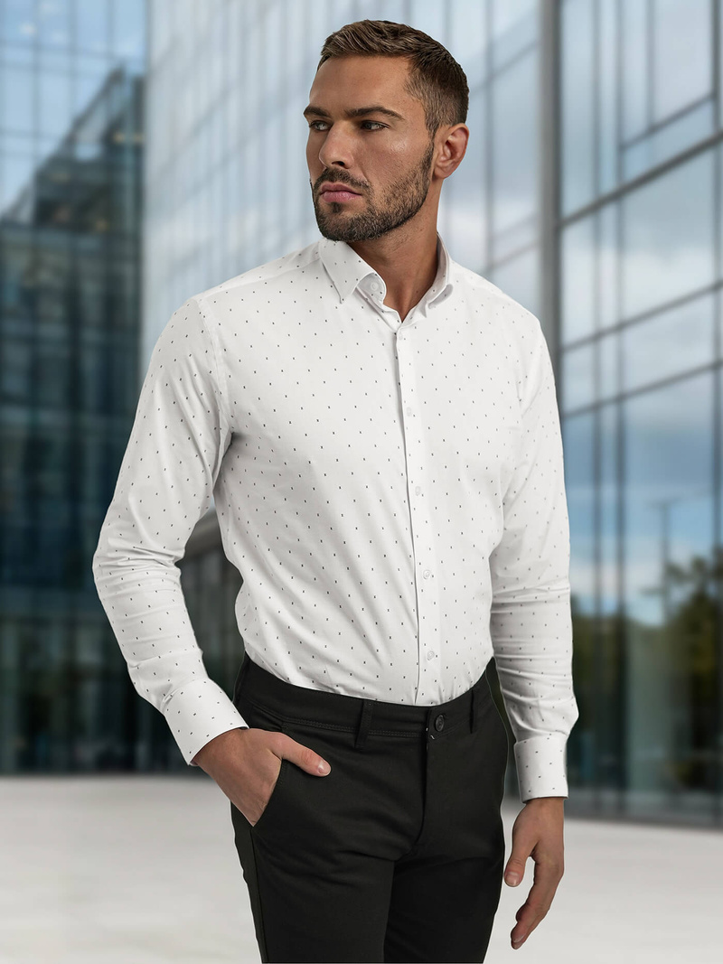 Herren Hemd Weiß OZONEE V/V180