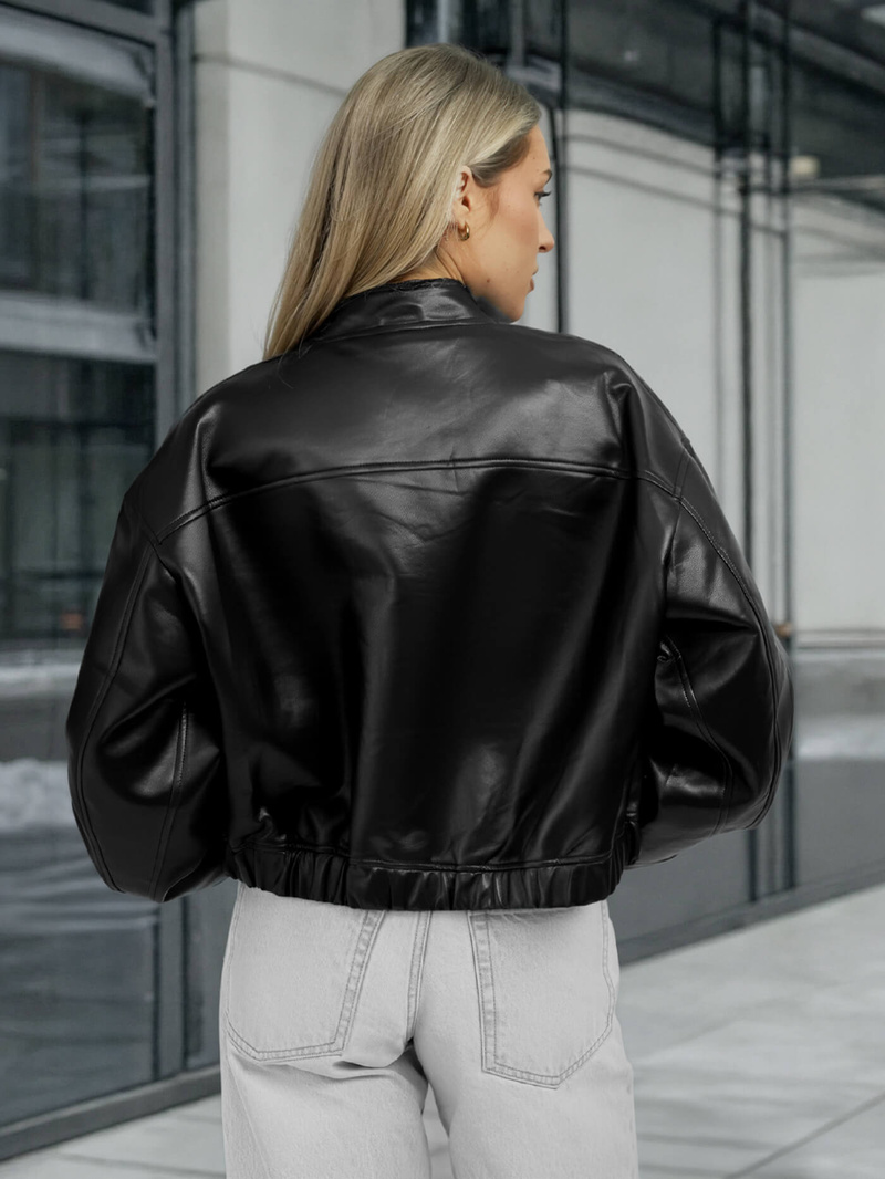 Damen Lederjacke Schwarz OZONEE JS/11Z8281Z