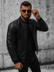 Herren Lederjacke Schwarz OZONEE JS/11Z8015