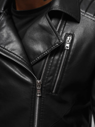 Herren Lederjacke Schwarz OZONEE JS/11Z8056