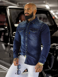 Herren Jeanshemd Blau OZONEE O/51410