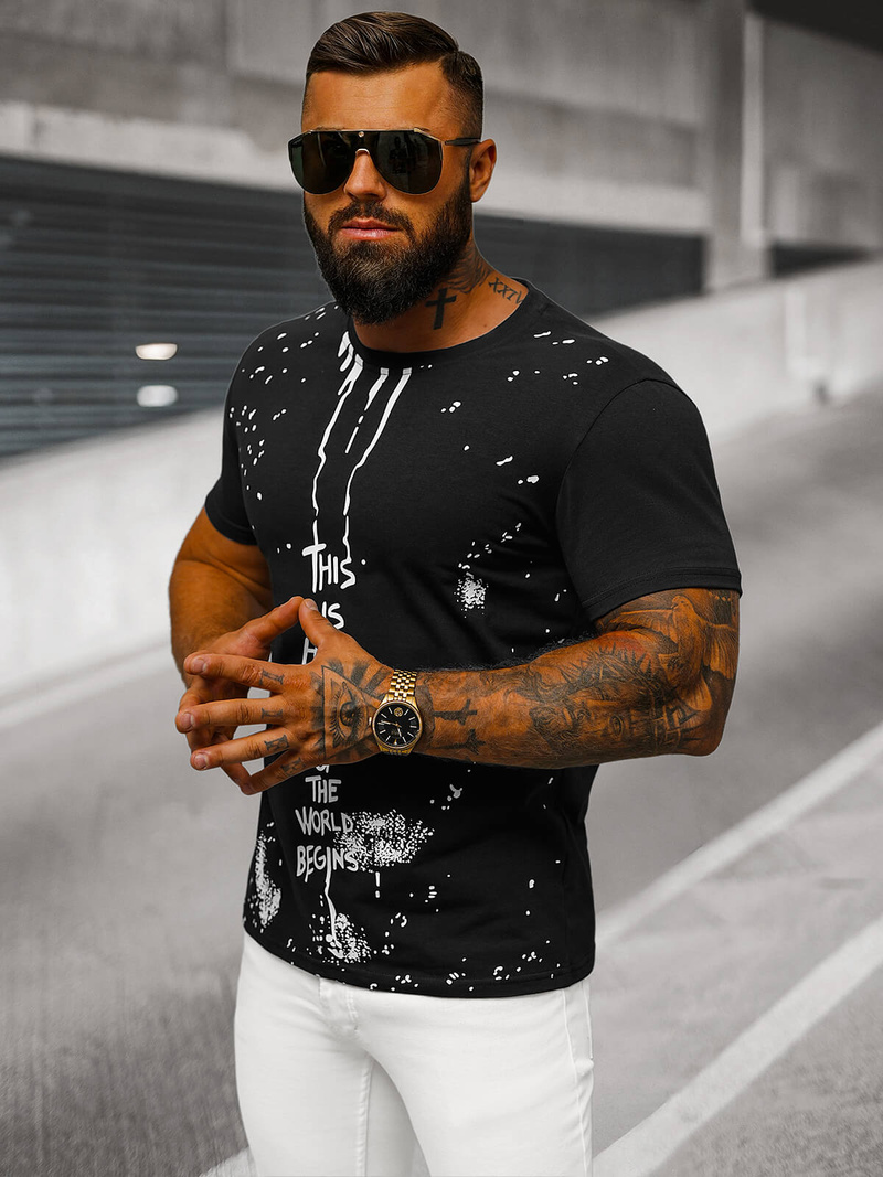 Herren T-shirt Schwarz OZONEE O/8T1259/3