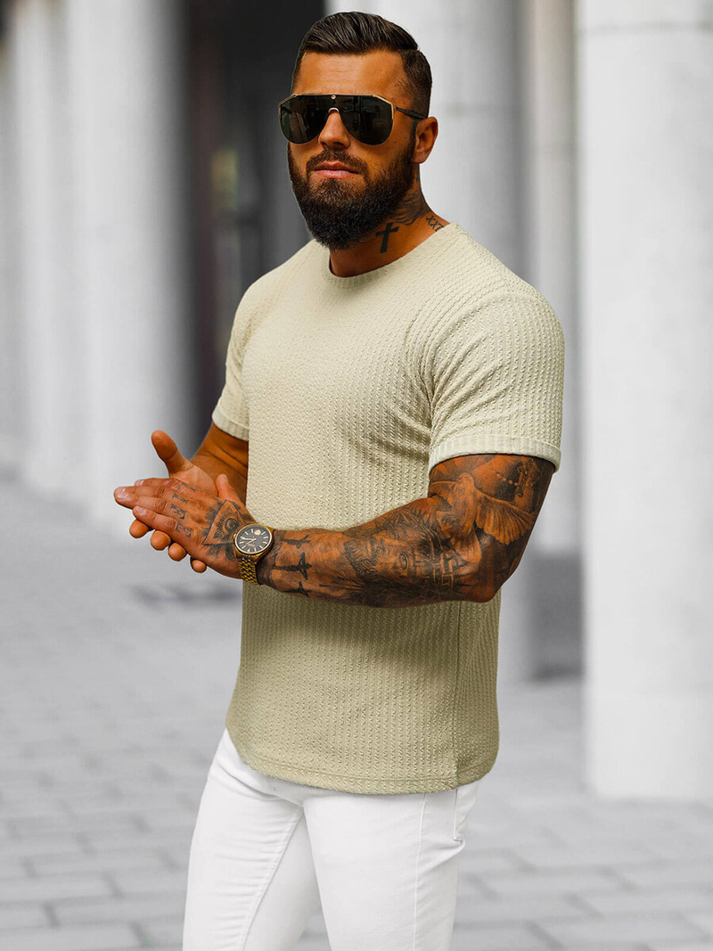 Herren T-shirt Beige OZONEE O/7766T