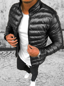 Herren Lederjacke Schwarz OZONEE O/M796Z