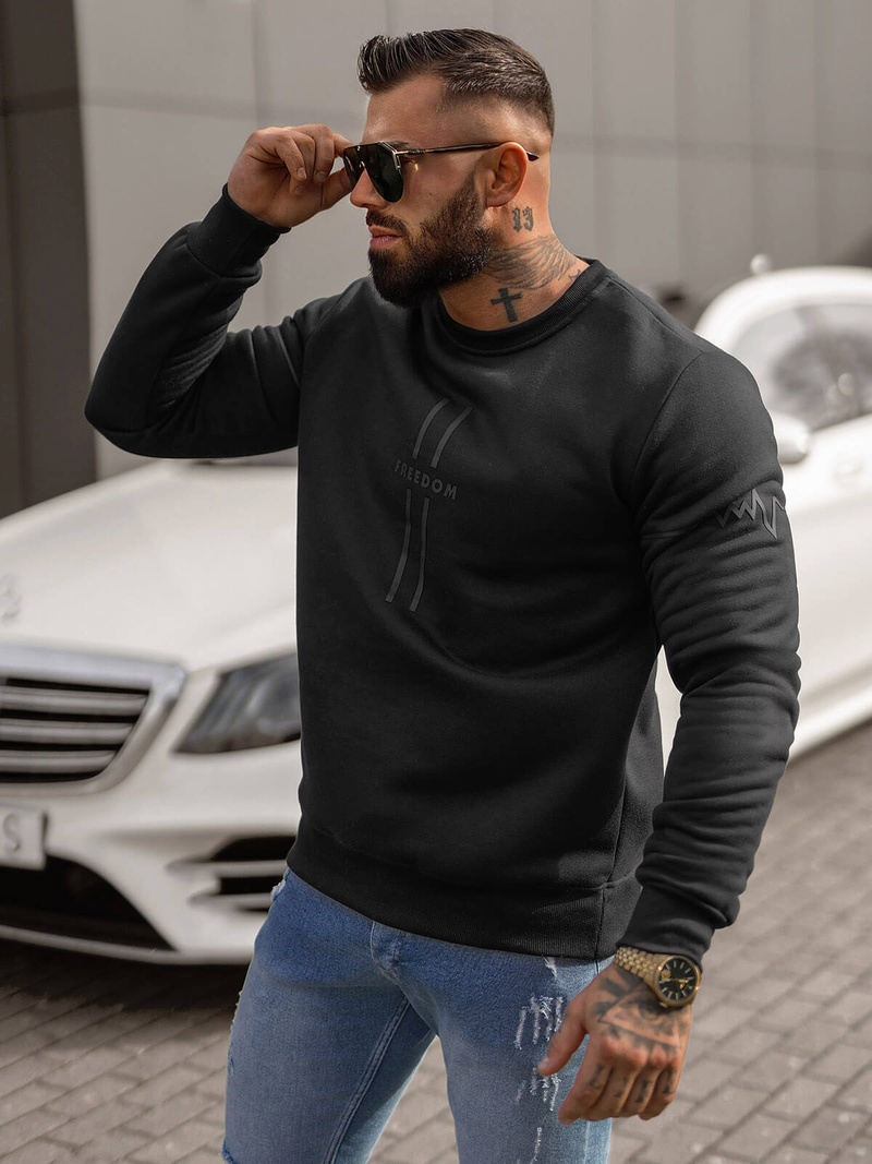 Herren Sweatshirt Schwarz OZONEE JS/8B1358/3