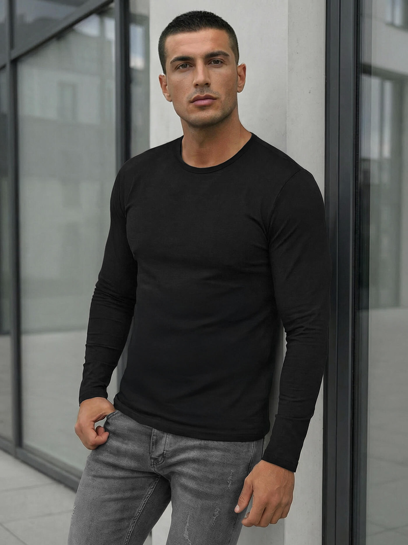 Herren Longsleeve Schwarz OZONEE JS/DB71/1