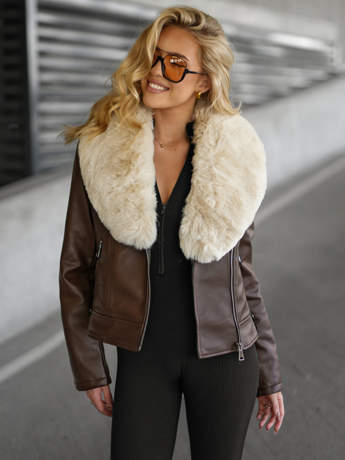Damen Lederjacke Schokolade OZONEE JS/61M8508/158