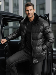 Herren Lederjacke Schwarz OZONEE O/M795Z