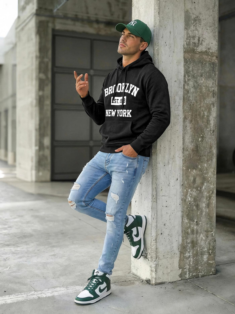 Herren Kapuzenpullover Schwarz OZONEE JS/8B1767/3Z