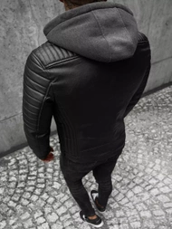 Herren Lederjacke Schwarz OZONEE JS/11Z8005