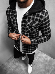 Herren Hemd Schwarz-Weiß OZONEE MACH/2022