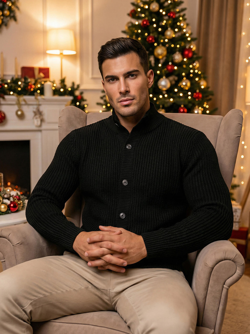 Herren Pullover Schwarz OZONEE NB/MM6020/4Z