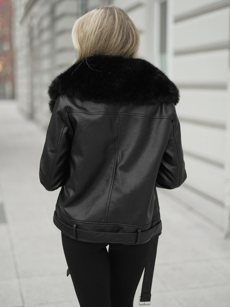 Damen Lederjacke Schwarz OZONEE JS/61M8507/392AZ