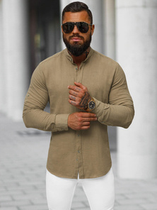 Herren Hemd Dunkelbeige OZONEE O/V112