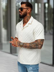 Herren Kurzarmhemd Ecru OZONEE O/B2257